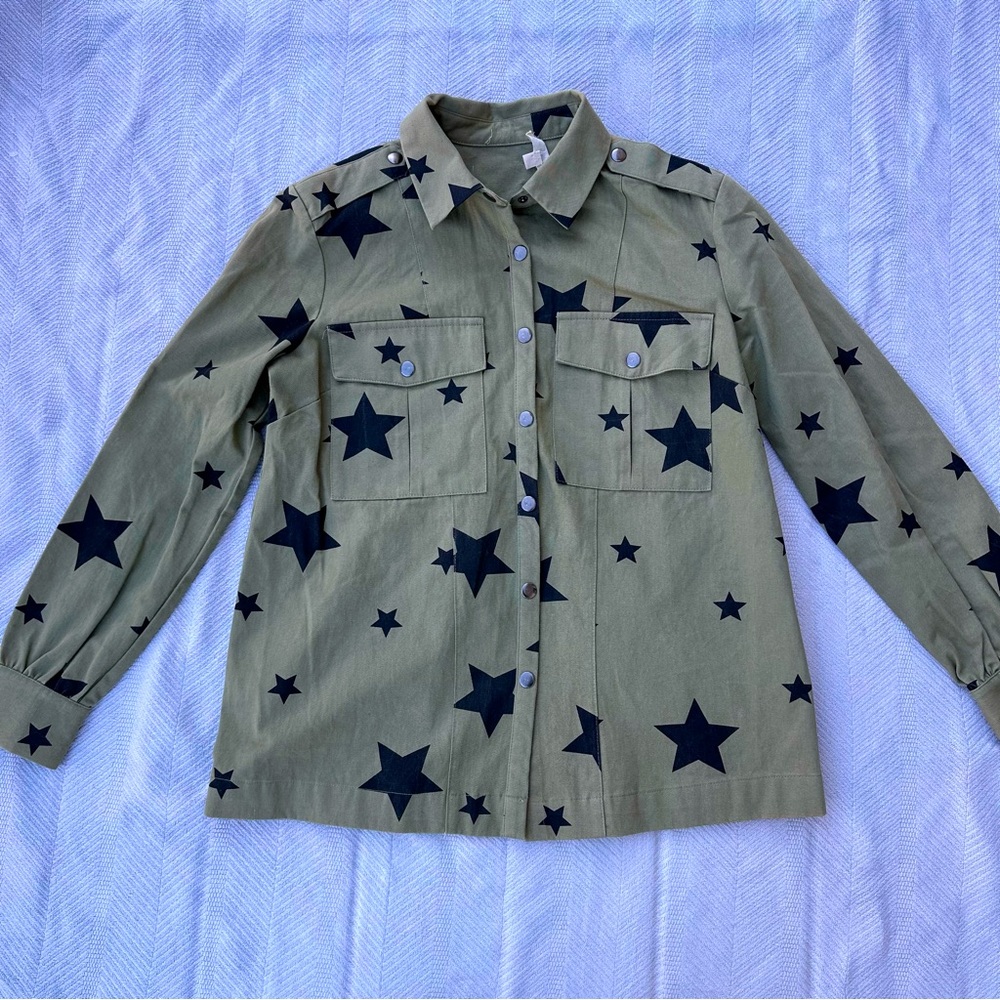 Promesa star button up military shirt jacket - Picture 2 of 9